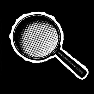 Vintage Magnifying Glass Search Vector Sticker Illustration
