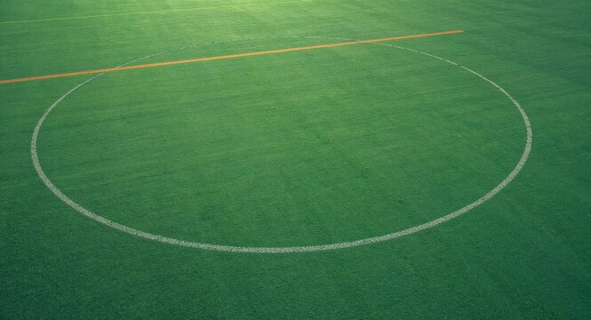A shot put circle on a vibrant green athletic field, emphasizing strength � Nature and Environment Concept for Sustainability and Eco Living