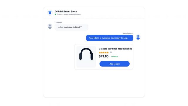 Modern E-commerce Chatbot Interface for Online Shopping Customer Support with Product Display