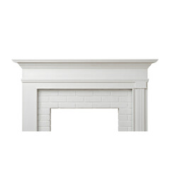 Obraz premium Classic white fireplace mantelpiece with brick interior on transparent background