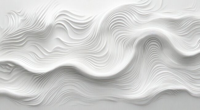 white layered wavy relief with flowing undulating contours and soft shadows conveying a calm serene motion