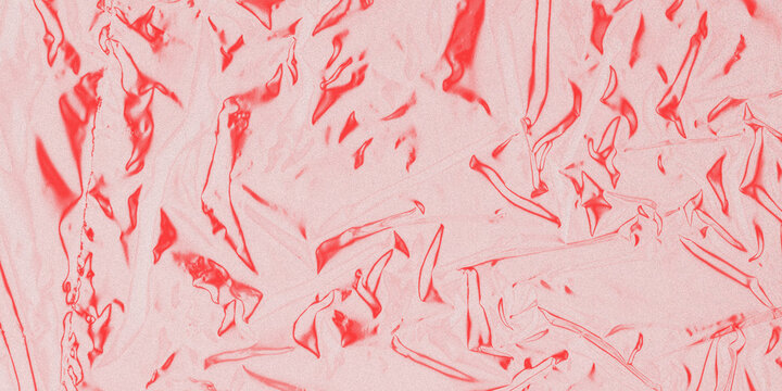 Crumpled pink plastic texture background, wrinkled cellophane wrap surface, abstract red and pink foil overlay for fashion and beauty branding