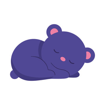 Sleeping purple bear illustration