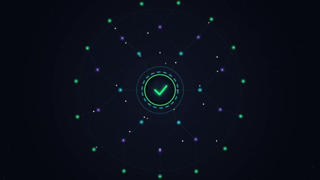 Global Digital Payment Network with Connected Nodes and Data Flow Animation Motion Graphic