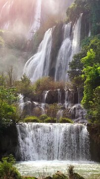 Thi Lo Su (Tee Lor Su) in Tak province. Thi Lo Su waterfall the largest waterfall in Thailand. vertical
