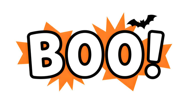 Halloween ghost boo surprise text with spooky explosion effects for festive designs.