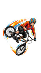 Fototapeta premium Dynamic illustration of a BMX rider performing an aerial stunt.