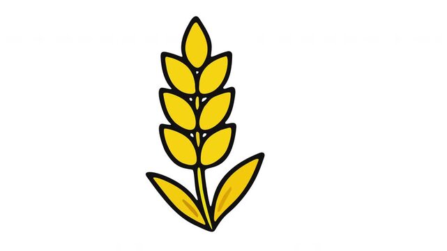 Flat vector animation of a golden wheat stalk grain icon