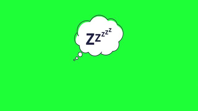 Sleep zzz thought bubble animation green screen 