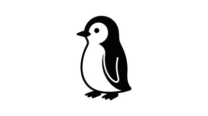 Fototapeta premium Cute cartoon penguin icon isolated on white background simple graphic design