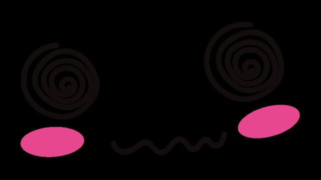 Cute kawaii faces featuring spirals and pink cheeks graphic design elements for creative projects with displays repeating pattern cheeks black background adorable kawaii face black spiral eyes art