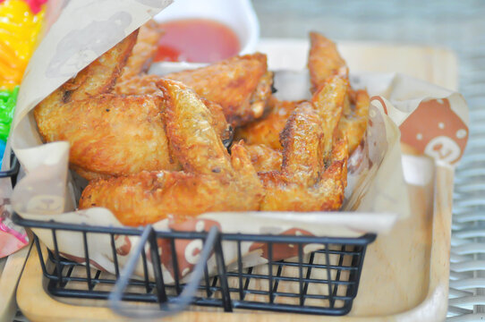 fried chicken or chicken wings or deep fried chicken and sauce