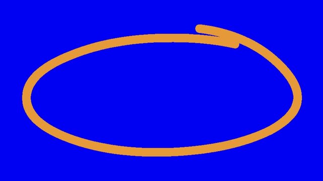 Three hand drawn orange ellipses arranged horizontally against a solid vibrant blue background surface design with circles aligned horizontally background smooth continuous video displays three art