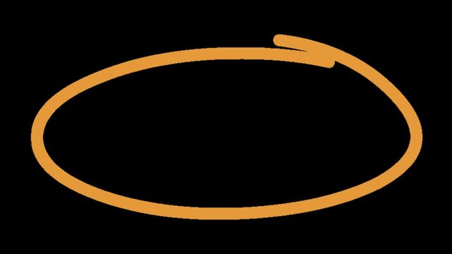 Three hand drawn orange ellipses arranged horizontally against a solid black background for graphic design with circles appearing horizontal background clean minimalist video displays three outline