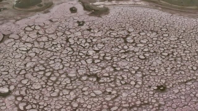 Aerial View of the Red Lake (Honghaizi) in Badain Jaran Desert, China