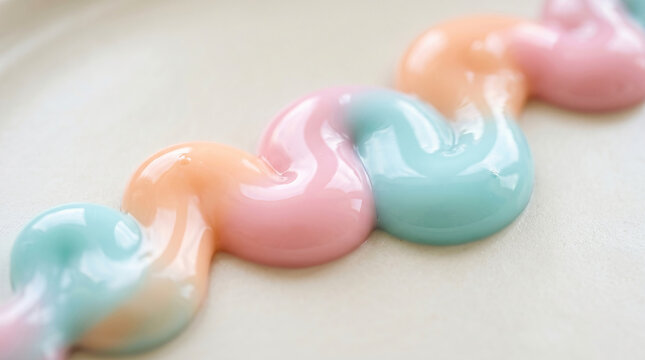 Soft pastel gel blobs in smooth wave pattern on neutral background for design textures Vibrant pastel gel waves ideal for modern abstract backgrounds and creative projects 
