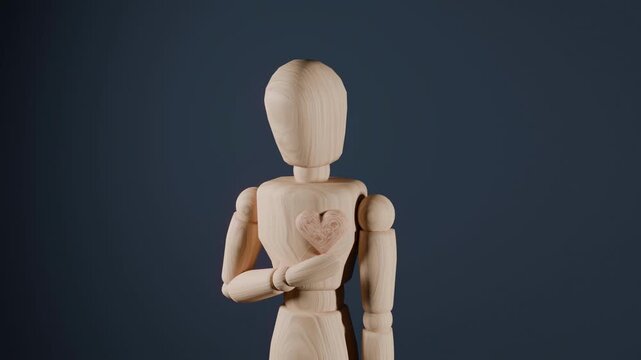 Human Mannequin Protecting Heart Symbolizing Value of Life, Human Dignity, Love, Health, Happiness and Meaningful Existence