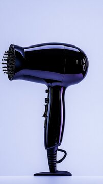 Sleek black hair dryer with diffuser against a light background