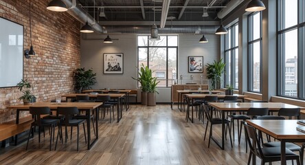 Fototapeta premium passive income with co working spaces - Entrepreneur operating co working spaces generating passive income through membership fees and rentals in and empty space on the left side concept visual.