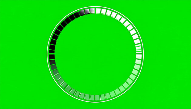 Circular progress bar animation with segments loading from black to white on a green screen background for loading indicators and UI elements