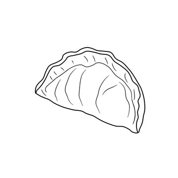 Hand Drawn Curry Puff Pastel Line Art Vector Illustration Coloring Page