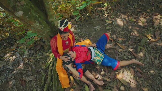 High Angle Shot of Romantic Folk Story Scene
