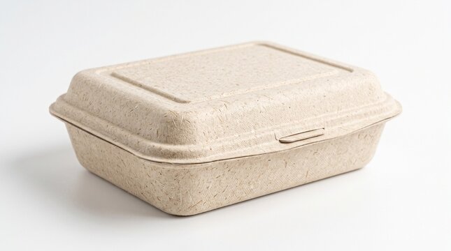 Eco-friendly biodegradable food container, sustainable compostable lunch box for takeout, recycled fiber packaging for restaurant delivery service