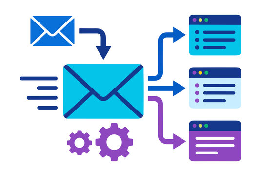 Automated email marketing and data processing workflow concept