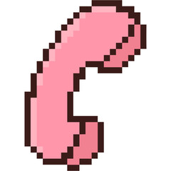 Fototapeta premium Retro 90s nostalgia pink telephone handset pixel art icon for y2k aesthetic 8 bit graphic design elements