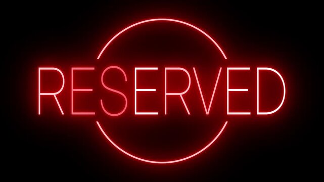 Red Neon RESERVED Sign on Black Background
