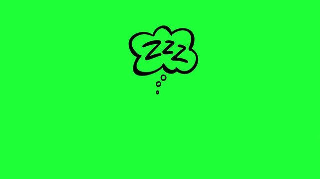Zzz sleep bubble thought cloud green screen