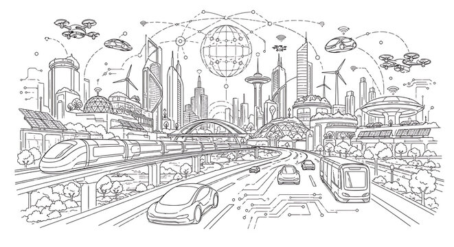 AI futuristic landscape, artificial intelligence, futuristic landscape, futuristic city, advanced technology, sci fi landscape, digital landscape, AI technology, smart city, cyberpunk environment, fut