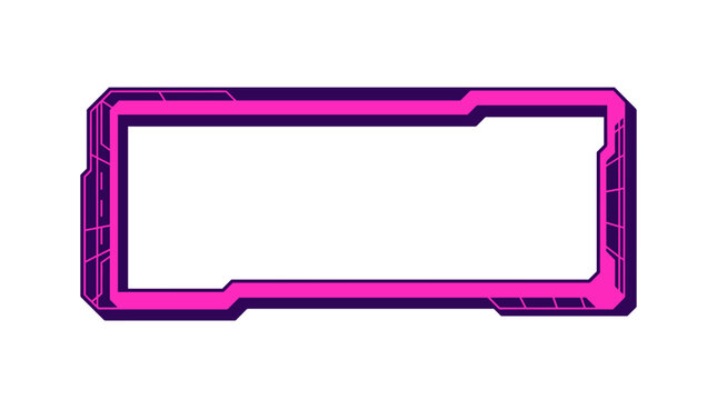 Neon pink glowing futuristic frame with digital cybernetic borders for streaming overlays
