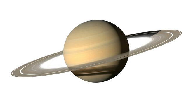 Beautiful planet saturn with golden rings in space