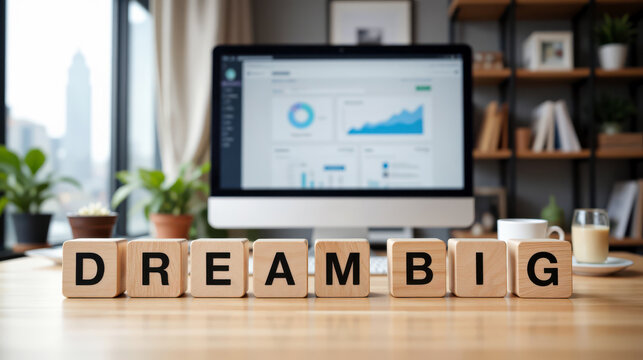 Ambitious dream big motivation organizing personal goals, connecting action with hopeful personal purpose and strengthening focused progress through determined courage with positive future direction