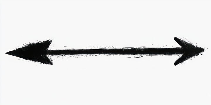 bold grungy double-headed black brushstroke arrow on white background expressing tension and choice
