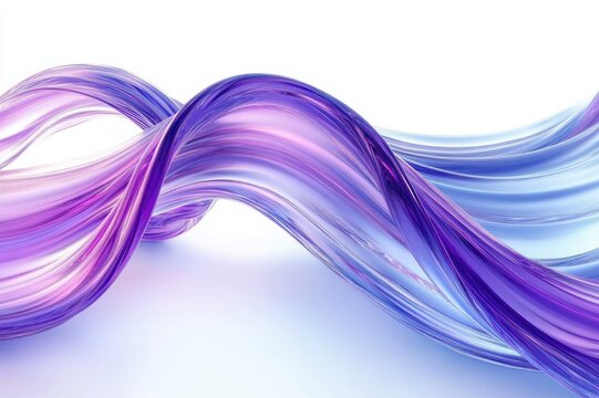 glossy flowing purple and blue ribbon waves with smooth curves conveying calm, dynamic motion