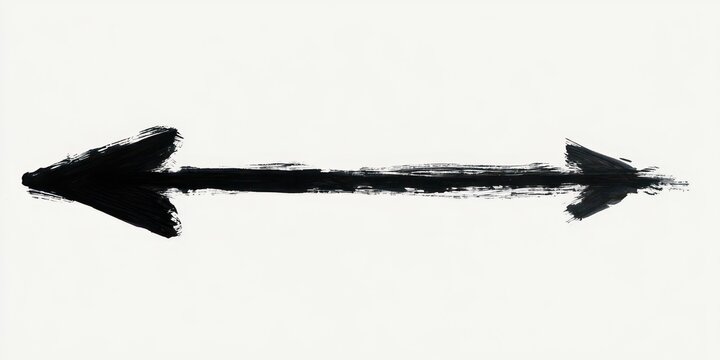 hand-painted black double-headed arrow on white background expressing opposing directions and tension