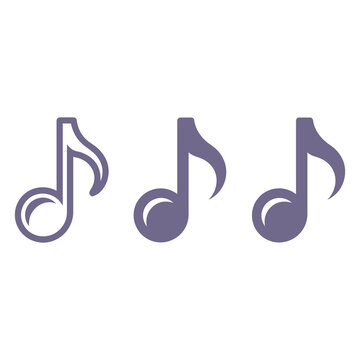 Three purple musical note icons arranged in a horizontal row on a clean white background