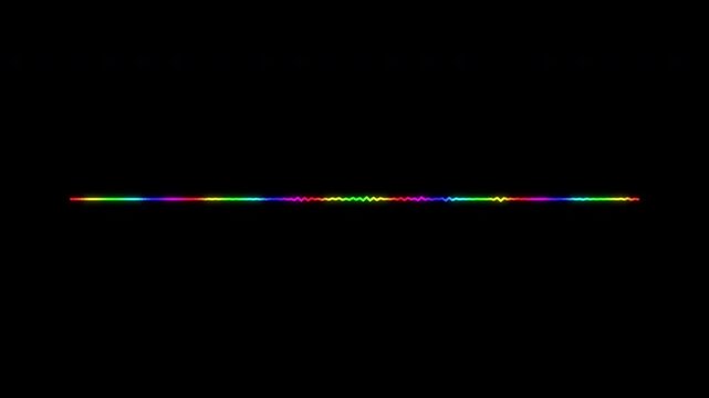 abstract audio frequency waveform animation on transparent background, digital sound frequency spectrum visualizer, music equalizer lines in 4k video.