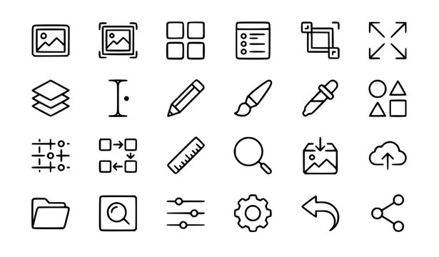 24 Minimalist Image Layout and Creative Design UI Outline Icons