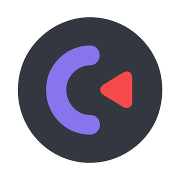 Play button icon with curved shape