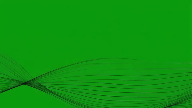 Bright green background with flowing black wavy lines across lower portion, minimalist abstract design evoking motion, fluidity, and contrast between vivid color and delicate patterns.