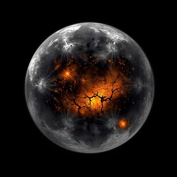 molted planet in space in a dark background photo