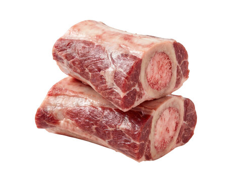 Raw beef marrow bones isolated on transparent background