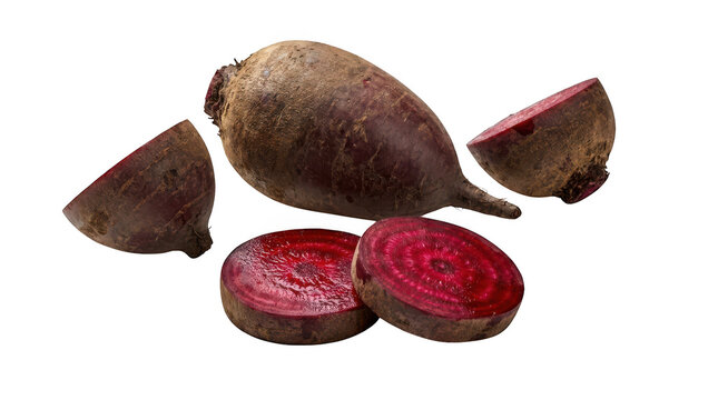 Fresh beetroot with slices isolated on transparent background