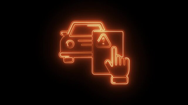 Glowing neon traffic offense icon isolated on black background. HD Video motion graphic animation
