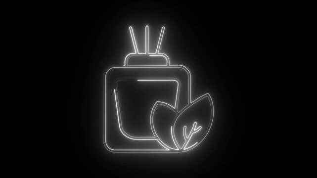 Glowing neon aromatherapy icon isolated on black background. HD Video motion graphic animation