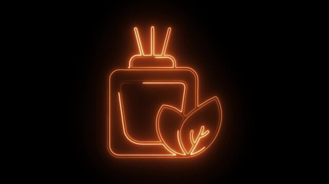 Glowing neon aromatherapy icon isolated on black background. HD Video motion graphic animation