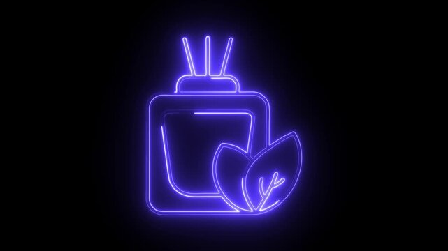 Glowing neon aromatherapy icon isolated on black background. HD Video motion graphic animation